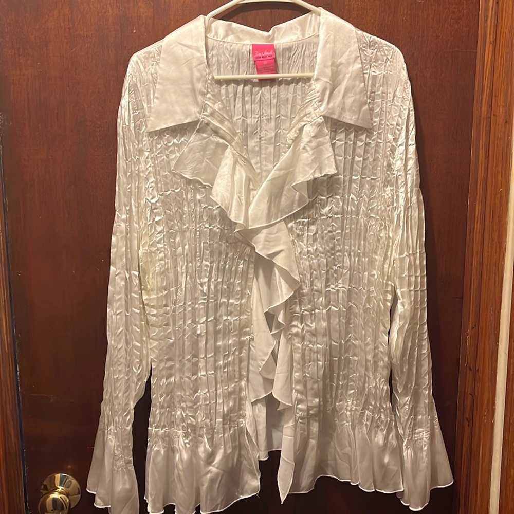 Du Jour button up V neck blouse Sz 3X